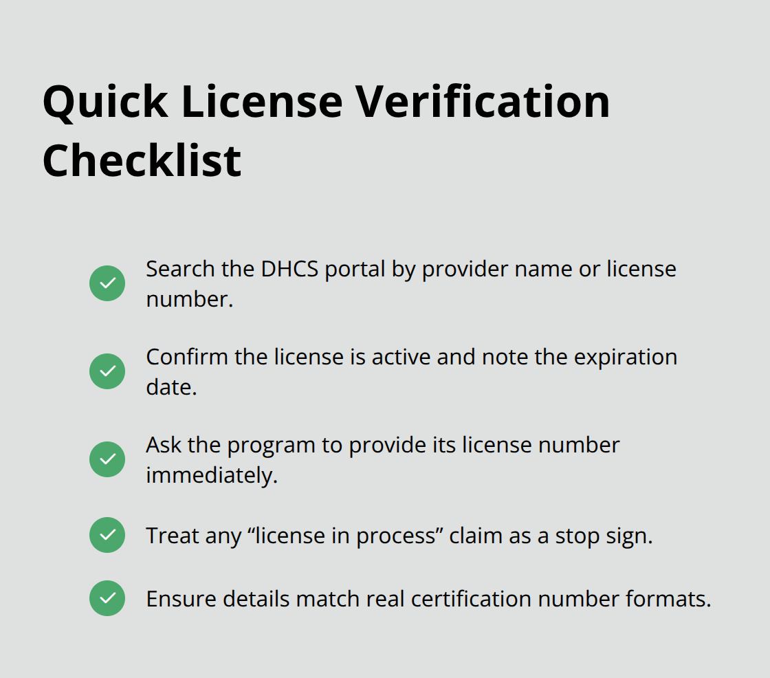 Steps to verify a DHCS license and spot issues fast - DHCS licensed evening IOP