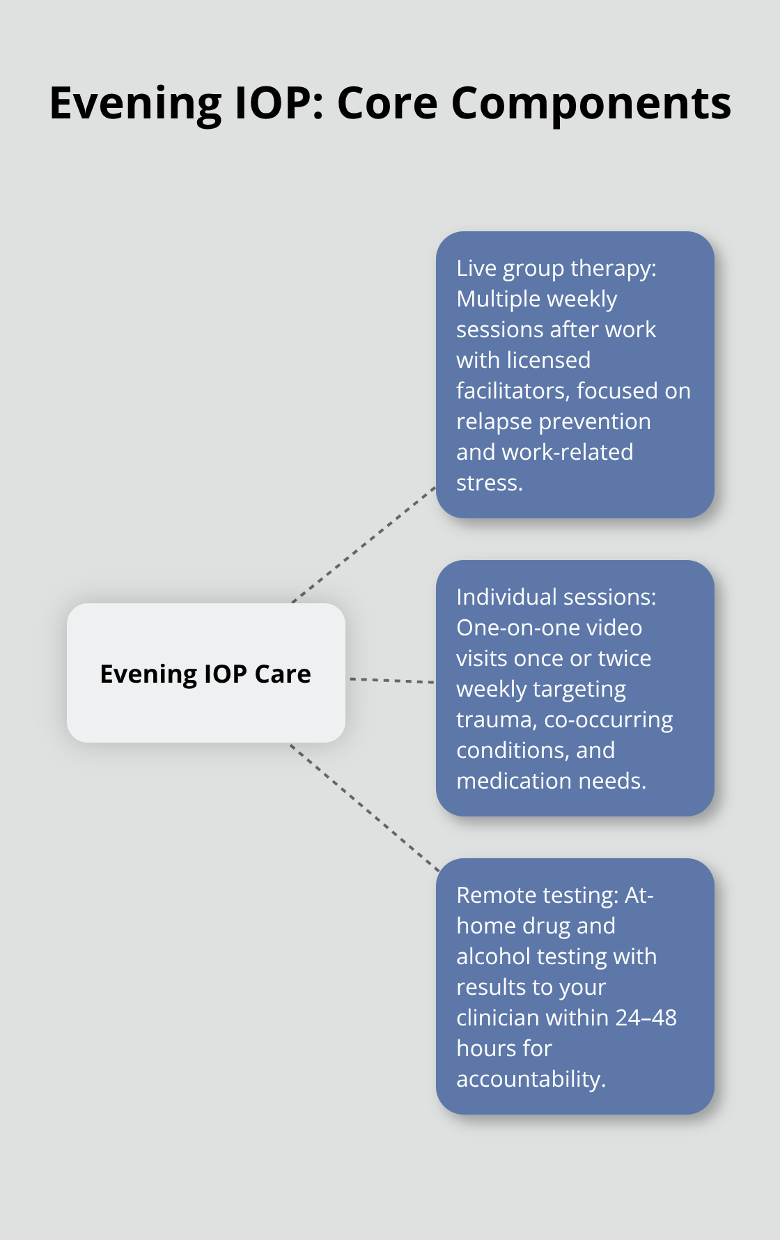 Three core components of evening IOP telehealth care