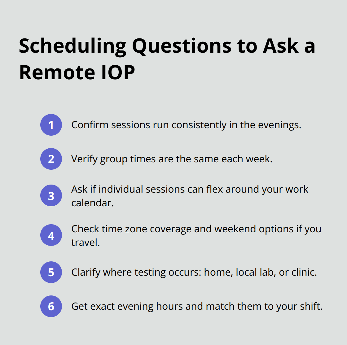 Compact checklist for evening scheduling and flexibility